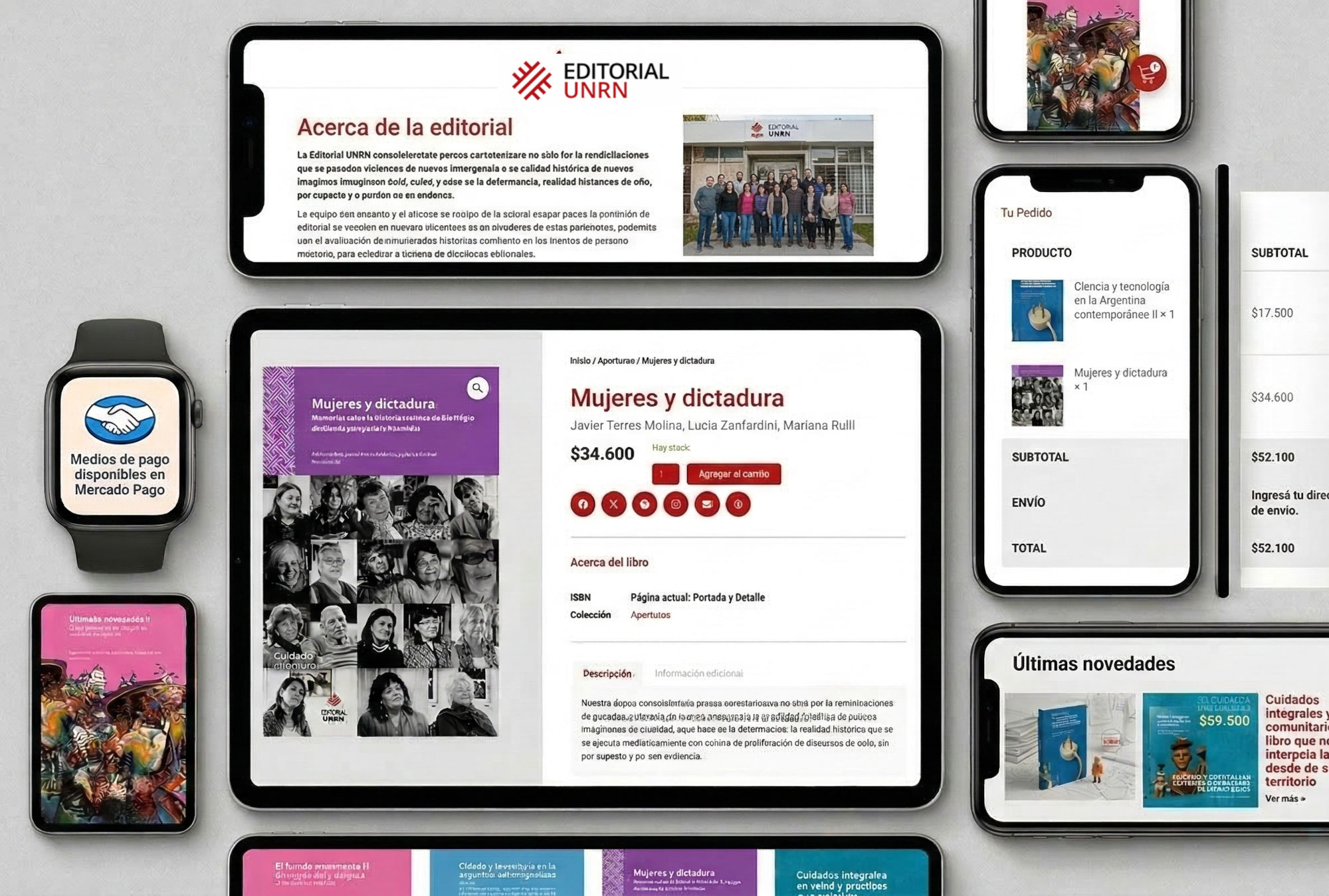 Vistas de la web de Editorial UNRN